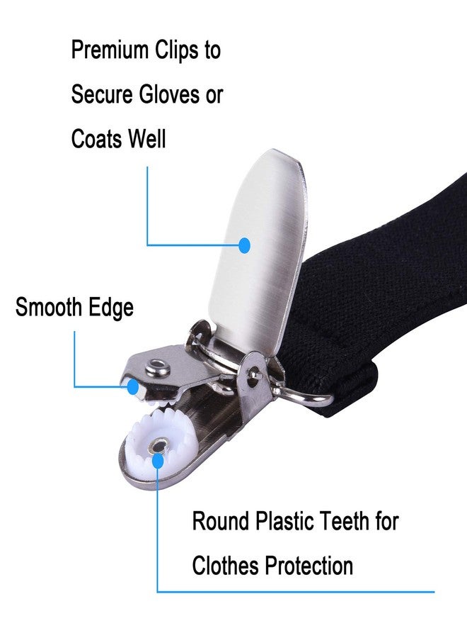 ويزدوم برو مشابك قفازات Wisdompro، 4 قطع، مشابك قفازات بحزام مطاطي للأطفال الصغار والأطفال والكبار - أسود ورمادي - Image 4